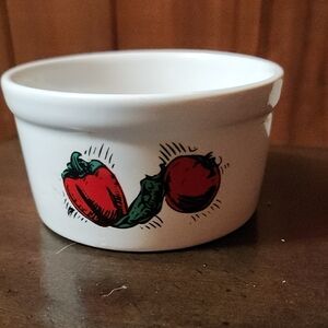 White Ceramic Bowl with Vegetable Design